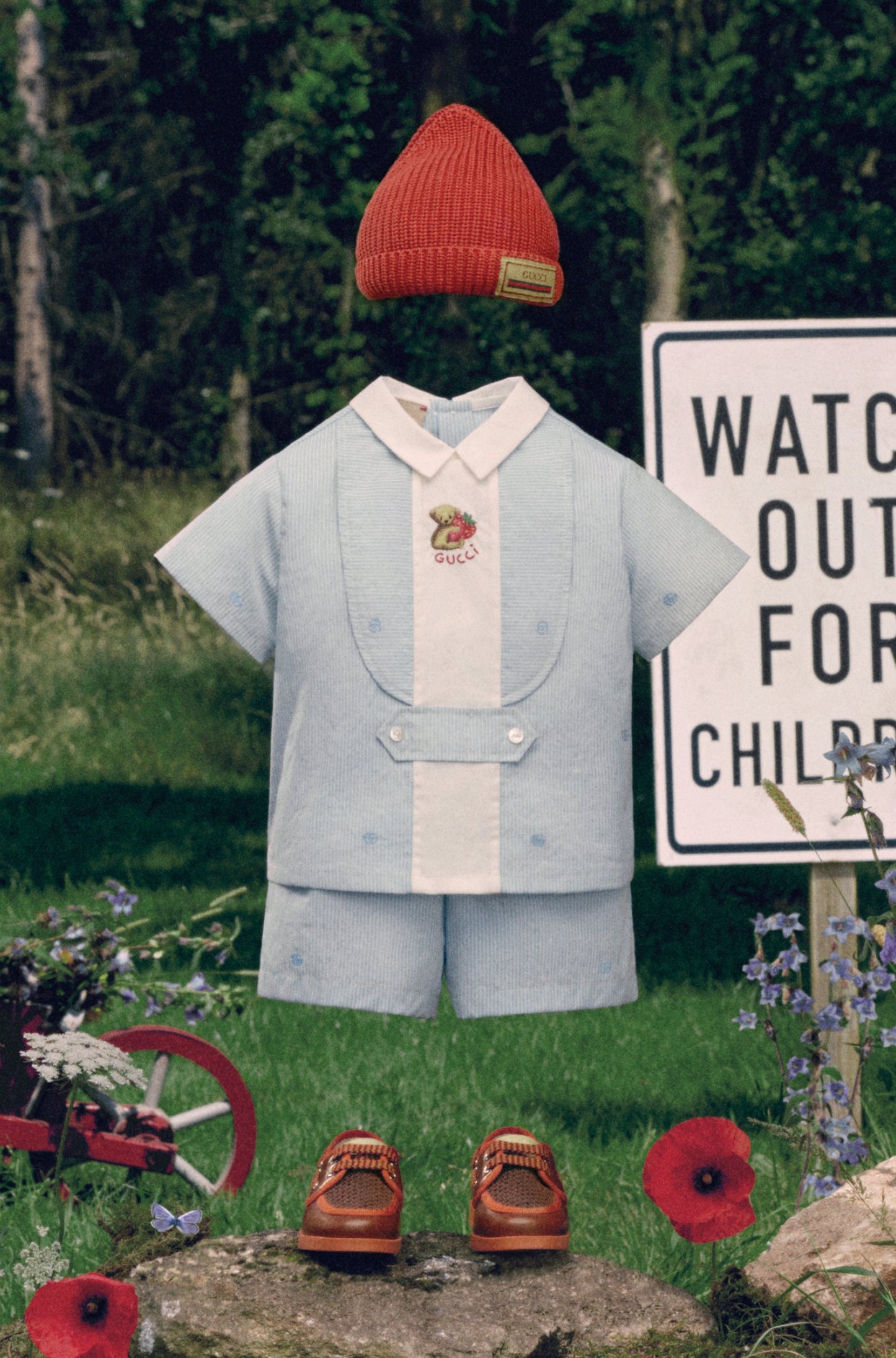 男婴蓝色条纹棉短裤