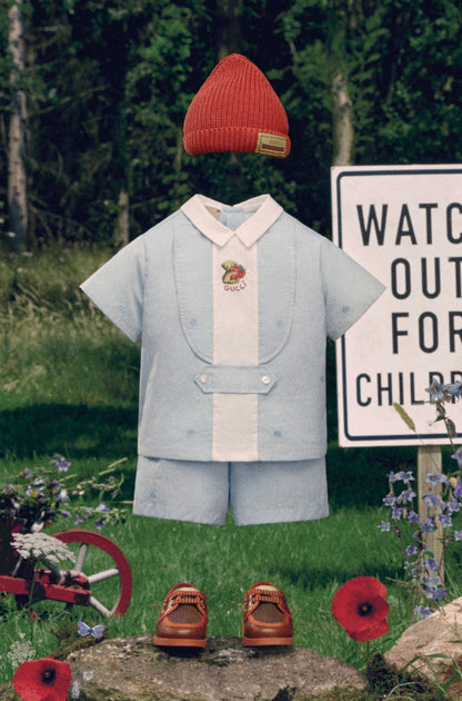 男婴蓝色条纹棉短裤