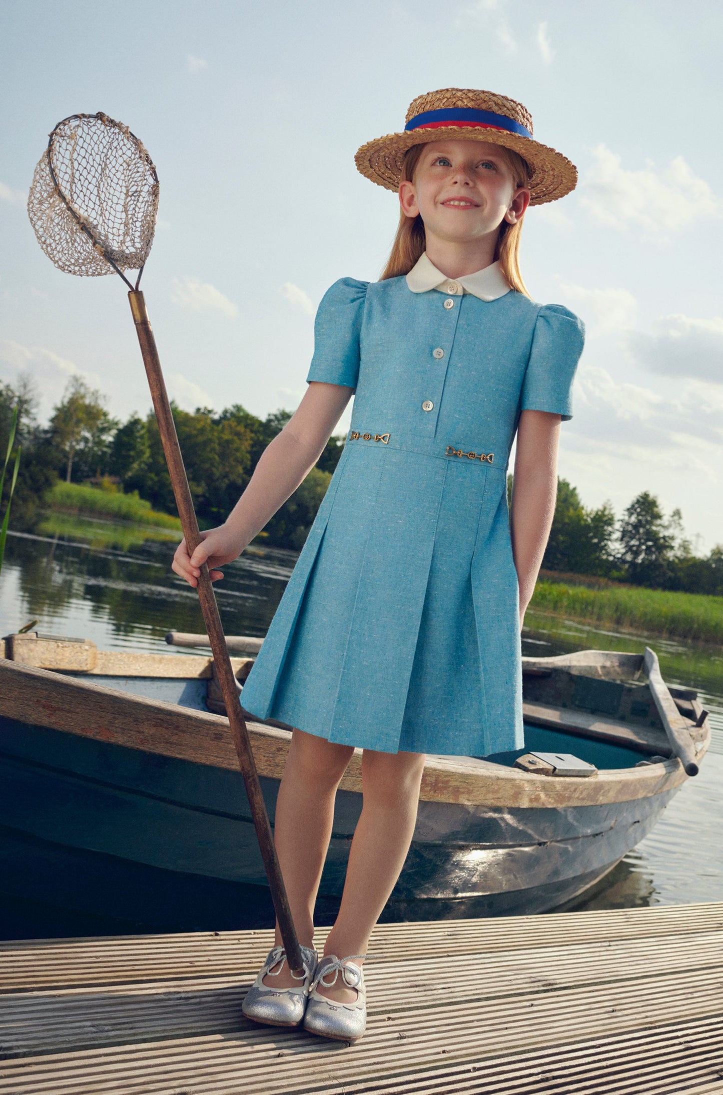 女童蓝色GG连衣裙