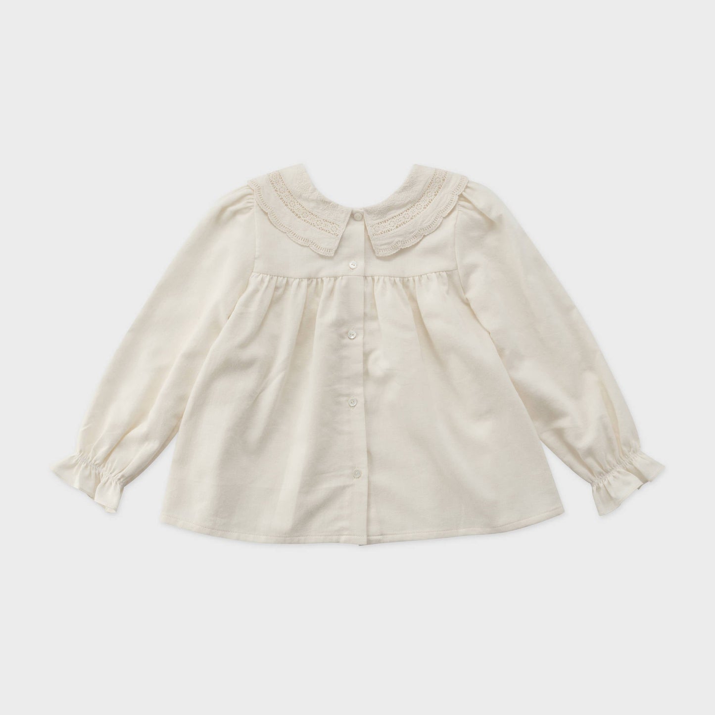 女童白色蕾丝领棉衬衫