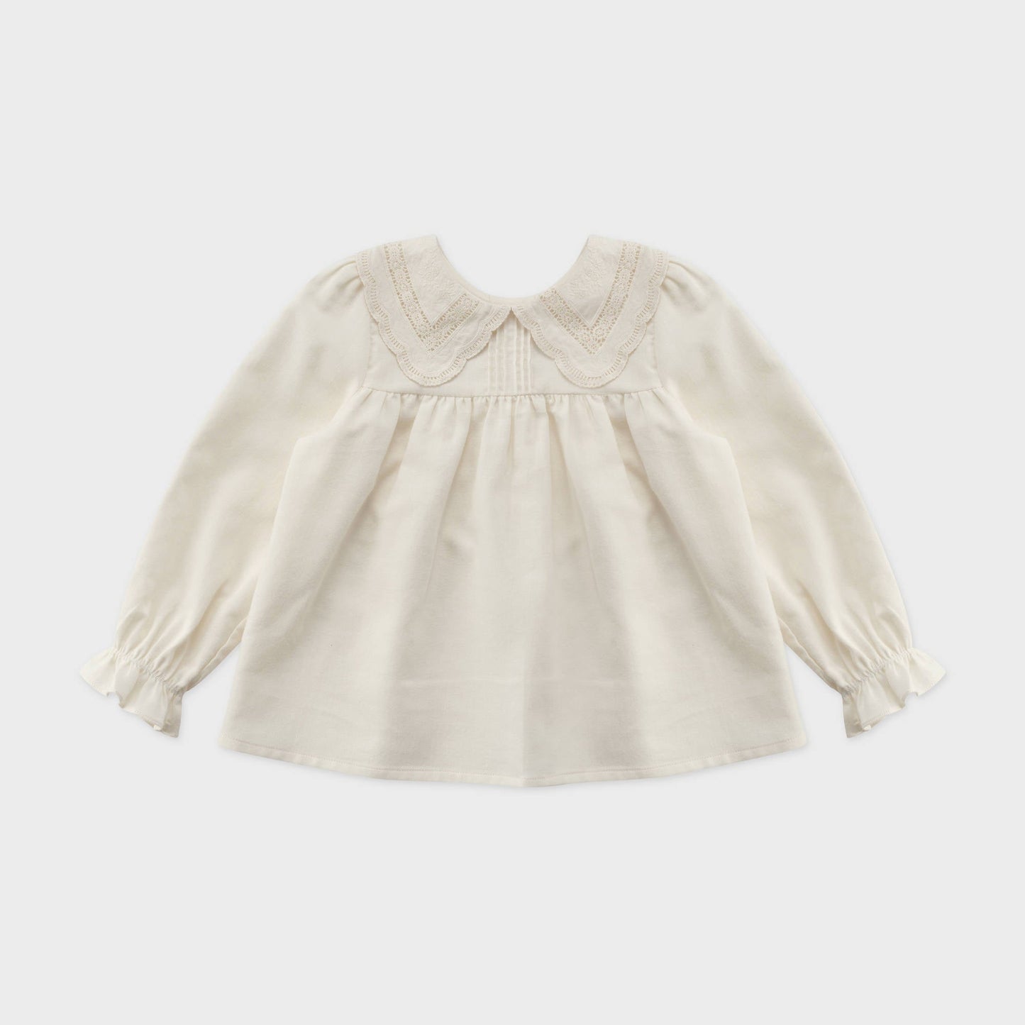 女童白色蕾丝领棉衬衫