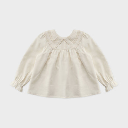 女童白色蕾丝领棉衬衫