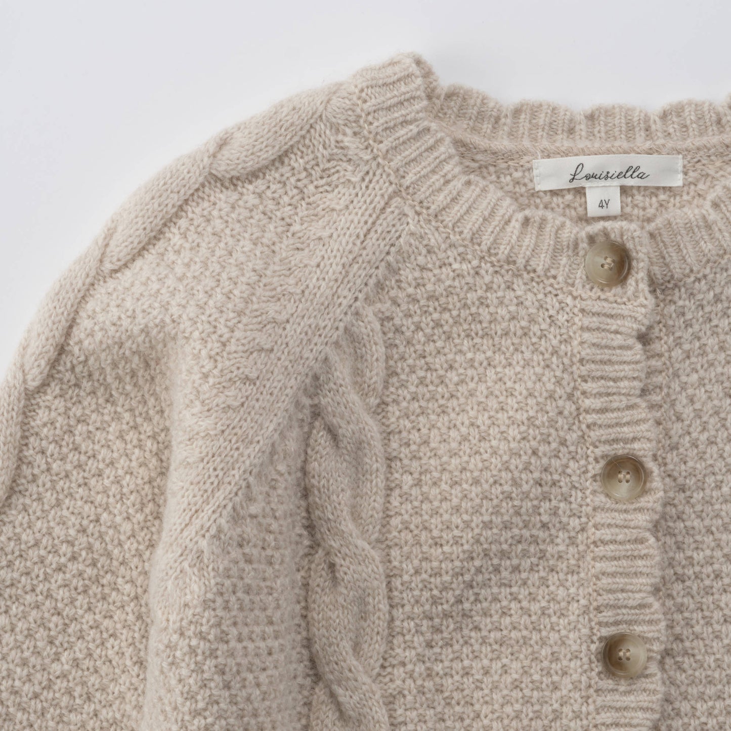 女童米色羊毛开衫