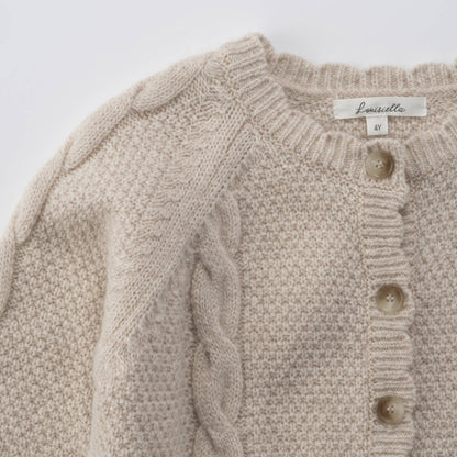 女童米色羊毛开衫