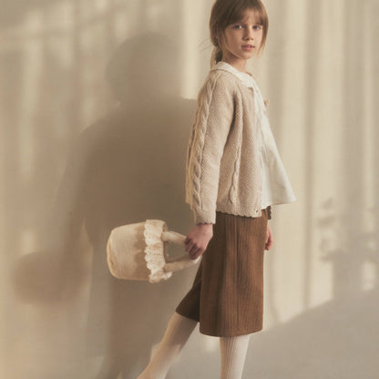 女童米色羊毛开衫