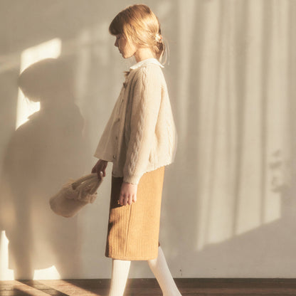 女童米色羊毛开衫