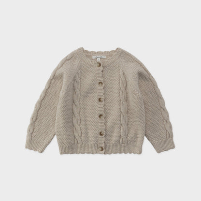 女童米色羊毛开衫