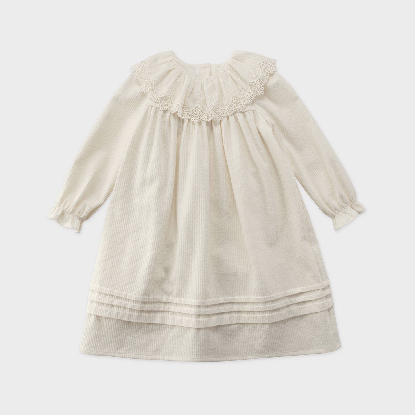 女童白色蕾丝领棉连衣裙