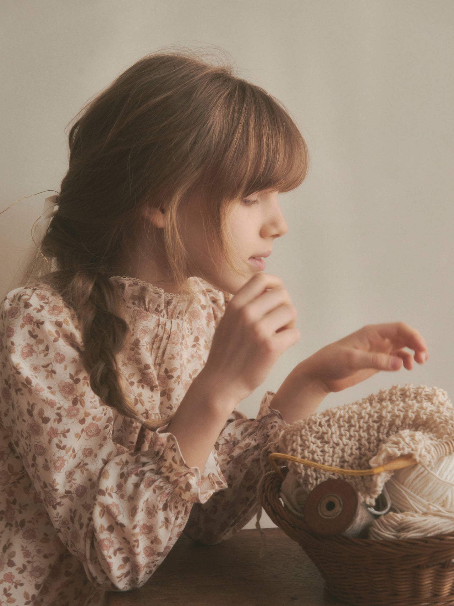 女童粉色碎花棉连衣裙