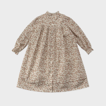 女童粉色碎花棉连衣裙