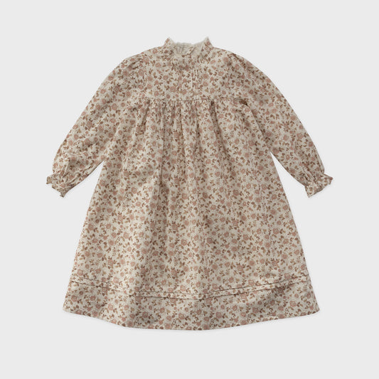 女童粉色碎花棉连衣裙