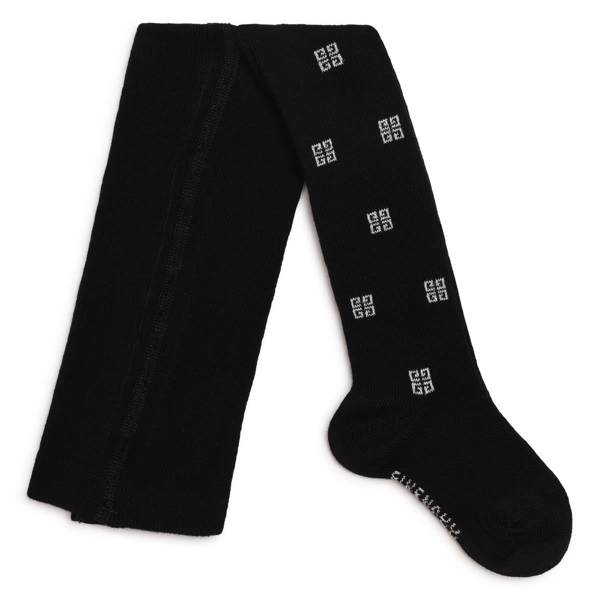 女婴黑色Logo棉连裤袜