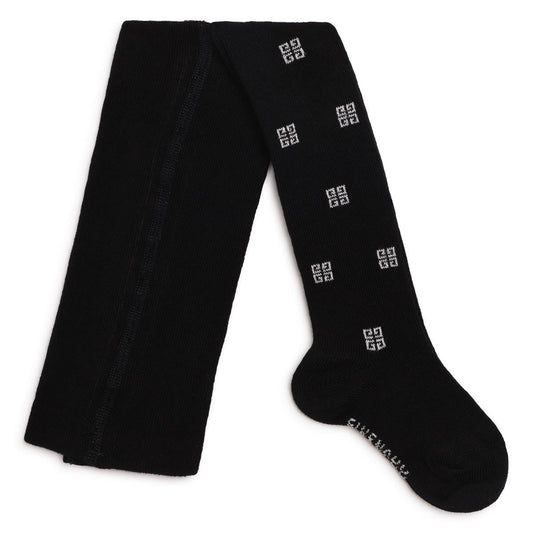 女婴黑色Logo棉连裤袜