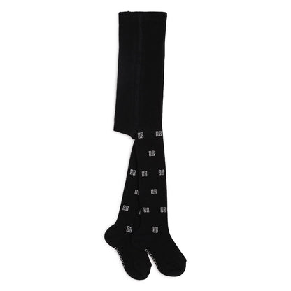 女婴黑色Logo棉连裤袜