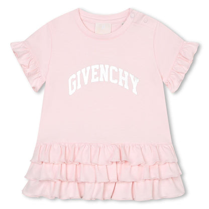 女婴粉色Logo棉连衣裙