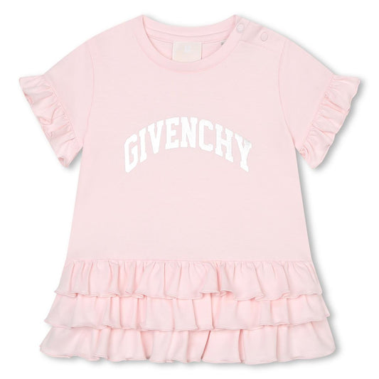 女婴粉色Logo棉连衣裙