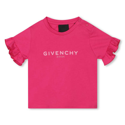 女婴紫红色Logo棉T恤