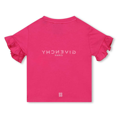 女婴紫红色Logo棉T恤