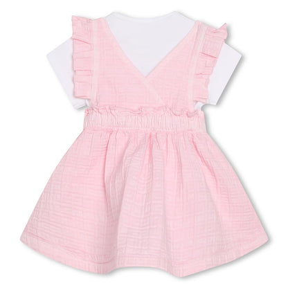 女婴粉色连衣裙套装