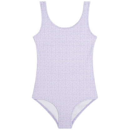 女童浅紫色Logo泳衣