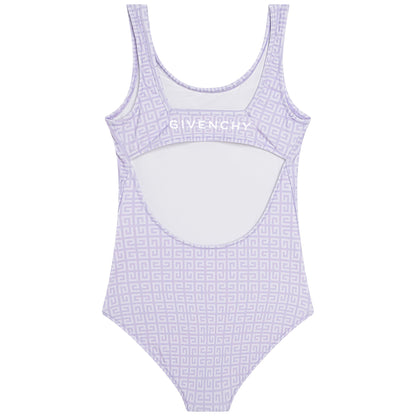 女童浅紫色Logo泳衣
