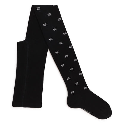 女童黑色Logo棉连裤袜