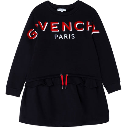 女童黑色Logo棉连衣裙