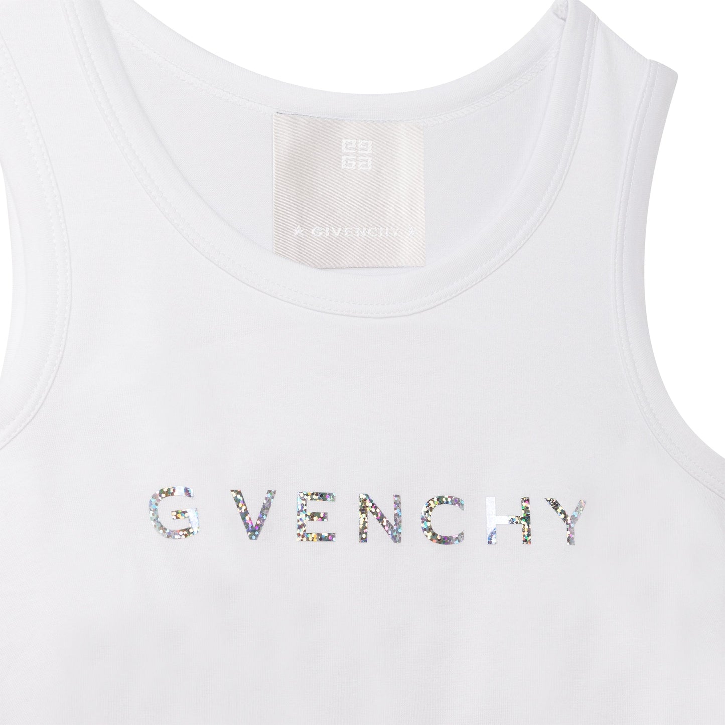 女童白色Logo棉连衣裙