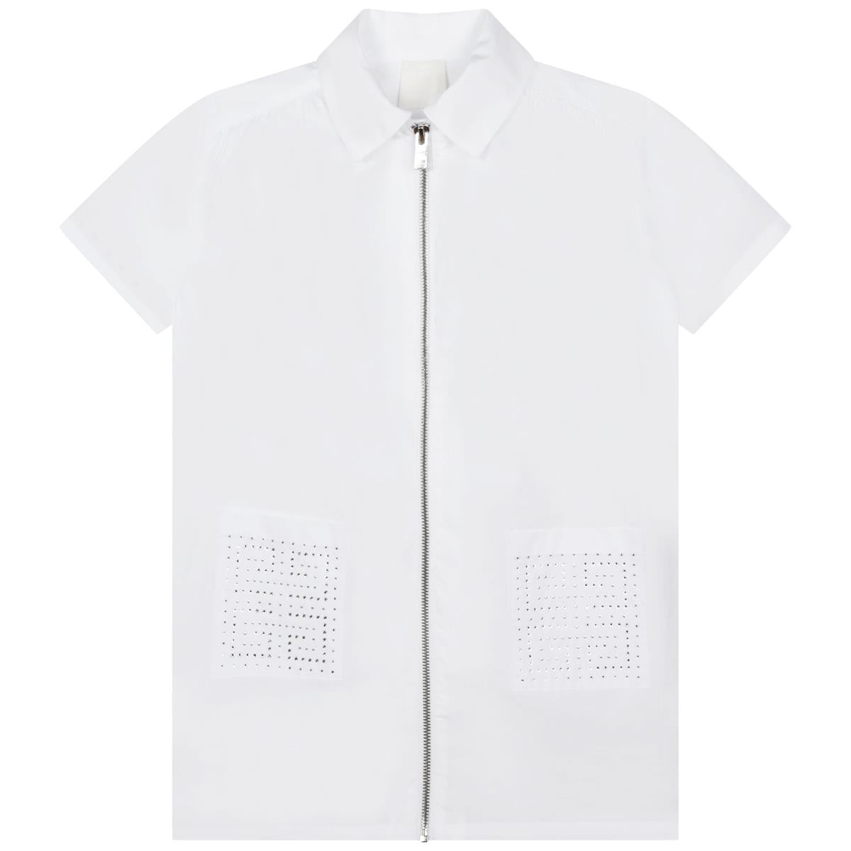 女童白色拉链连衣裙