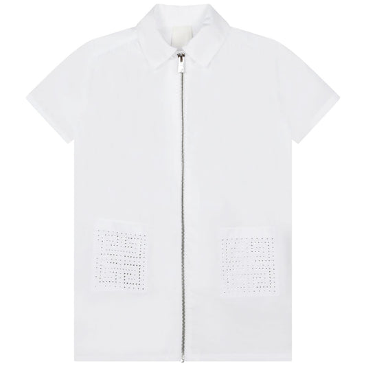 女童白色拉链连衣裙