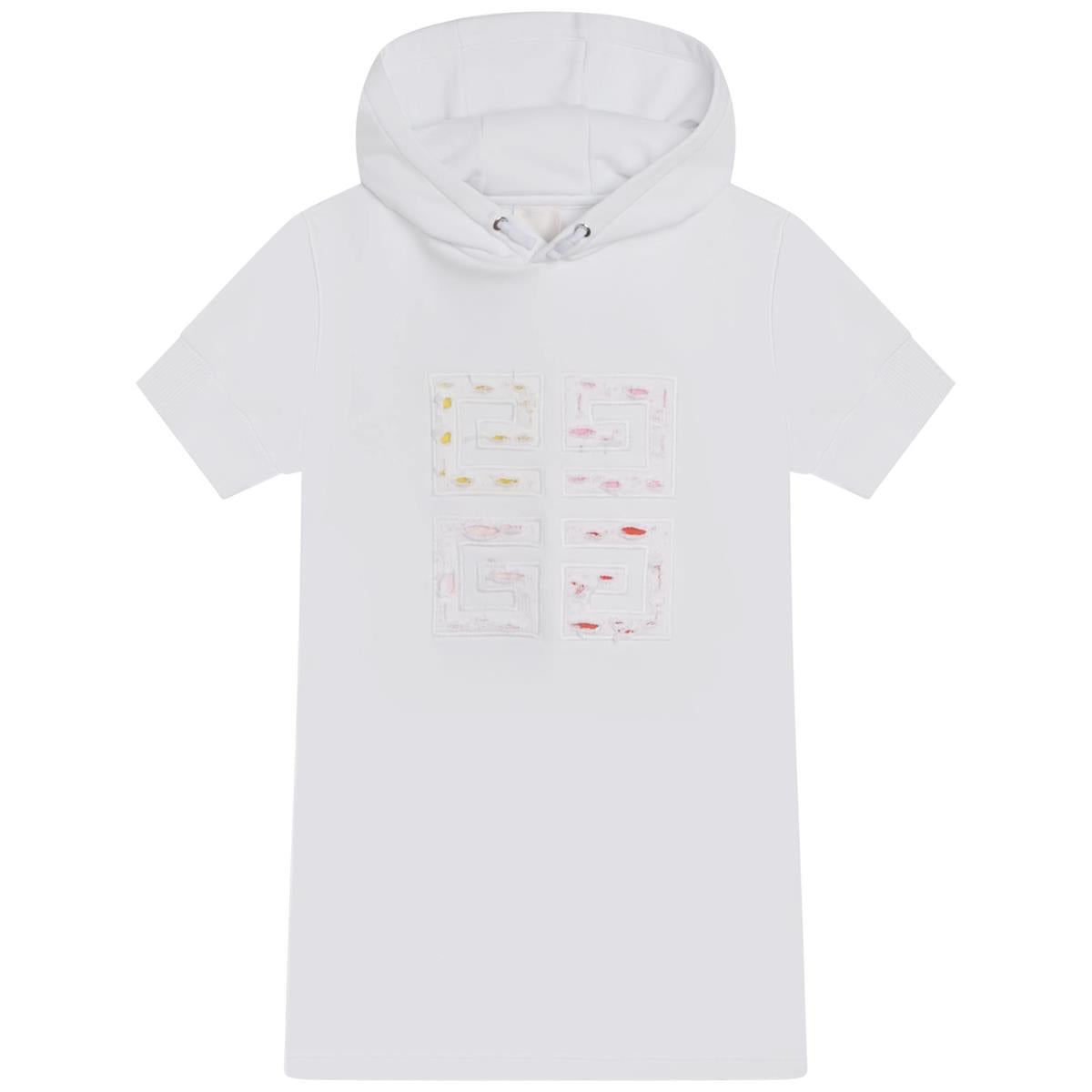 女童白色连帽连衣裙