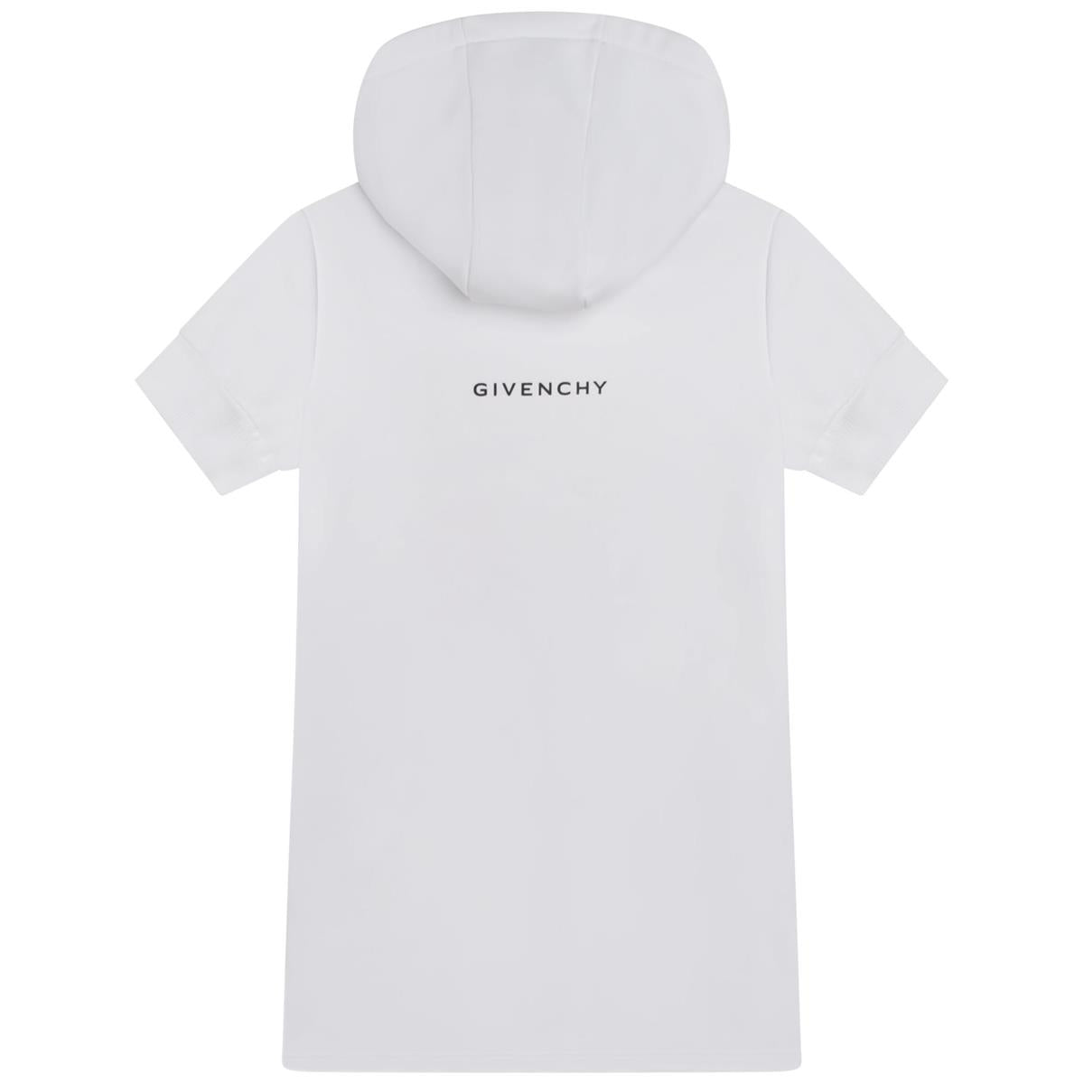 女童白色连帽连衣裙