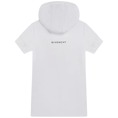 女童白色连帽连衣裙