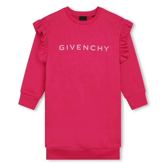 女童紫红色Logo棉连衣裙