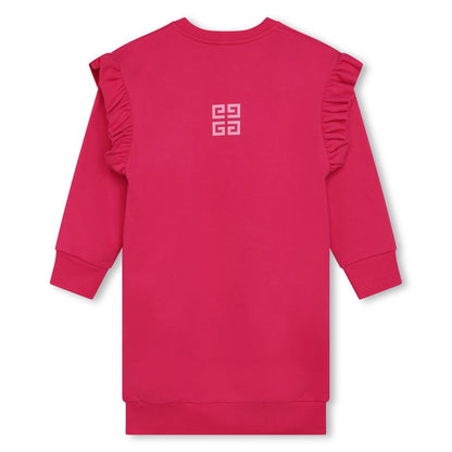 女童紫红色Logo棉连衣裙