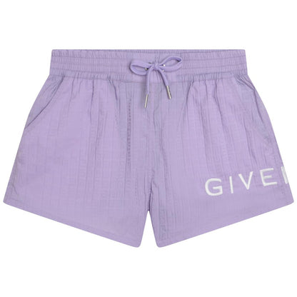 女童紫色Logo短裤