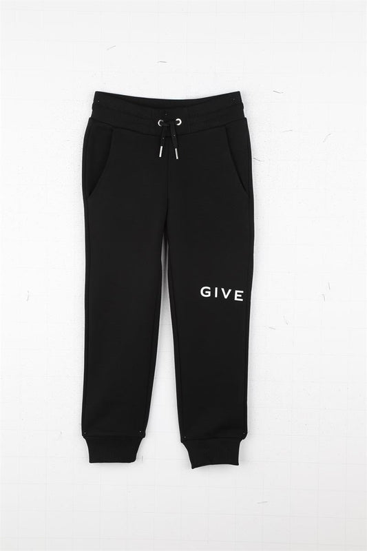 女童黑色Logo棉长裤