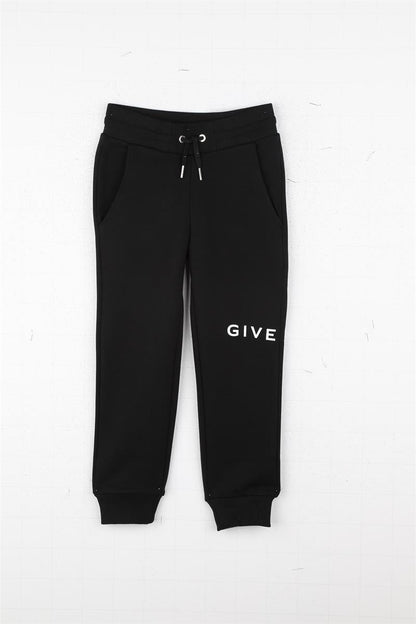 女童黑色Logo棉长裤