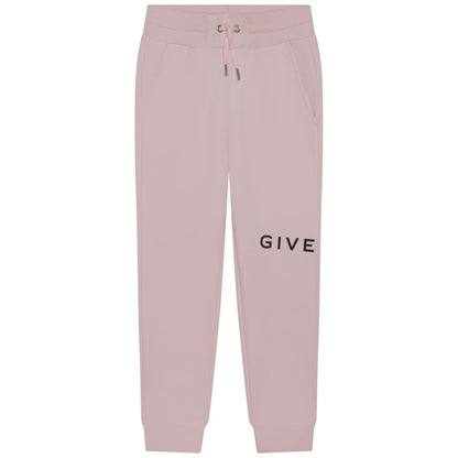 女童粉色Logo棉长裤