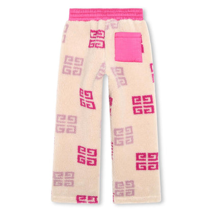 女童米色Logo长裤