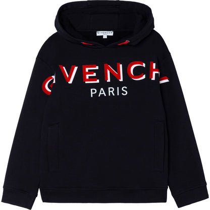 女童黑色Logo连帽卫衣