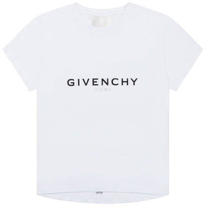 女童白色Logo棉T恤