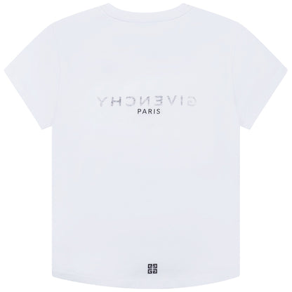 女童白色Logo棉T恤