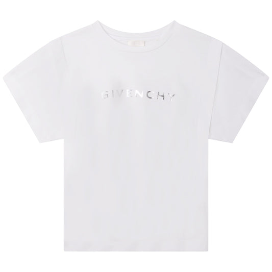 女童白色Logo棉T恤