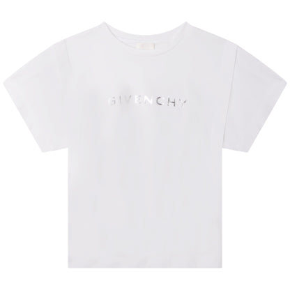 女童白色Logo棉T恤