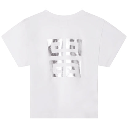 女童白色Logo棉T恤