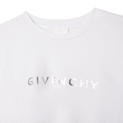 女童白色Logo棉T恤