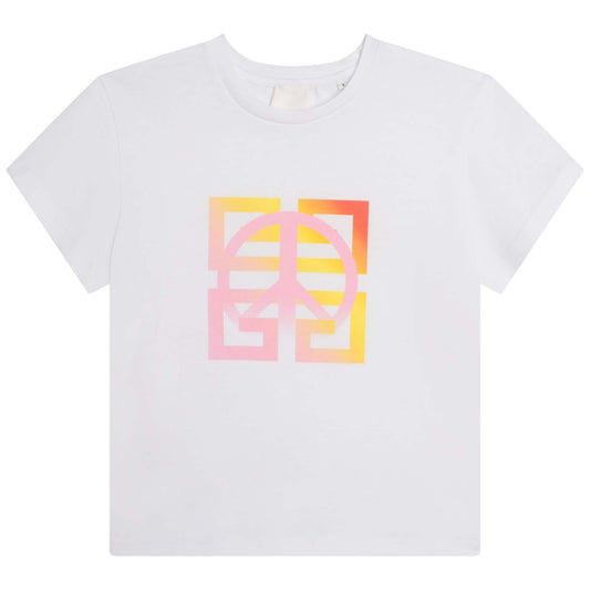 女童白色Logo棉T恤