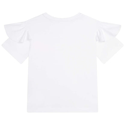 女童白色Logo棉T恤