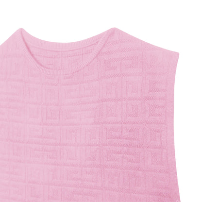 女童粉色Logo短袖毛衣